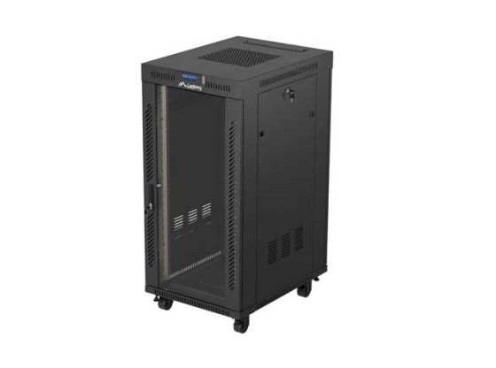 INSTALAČNÍ RACK 19" 24U 600X800 ČERNÉ SKLENĚNÉ DVEŘE LCD LANBERG (FLAT PACK) V2