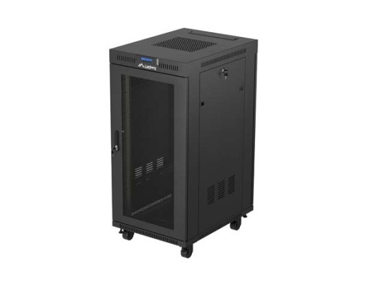INSTALAČNÍ SKŘÍŇ 19" 24U 600X800 ČERNÁ S PERFOROVANÝMI DVEŘMI LANBERG (FLAT PACK) V2