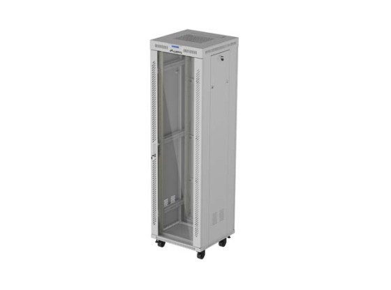 INSTALAČNÍ SKŘÍŇOVÝ ROZVADĚČ 19" 42U 600X600 ŠEDÉ SKLENĚNÉ DVEŘE LCD LANBERG (FLAT PACK) V2