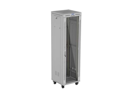 INSTALAČNÍ SKŘÍŇOVÝ ROZVADĚČ 19" 42U 600X600 ŠEDÉ SKLENĚNÉ DVEŘE LCD LANBERG (FLAT PACK) V2