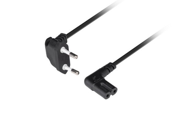 CEE 7/16->IEC 320 C7 EURO (RADIO) NAPÁJECÍ KABEL 3M ÚHLOVÝ ENEC ČERNÝ LANBERG