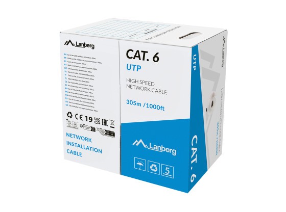LAN KABEL CAT.6 UTP 305M SOLID CU LSZH GREY CPR + FLUKE PASSED LANBERG