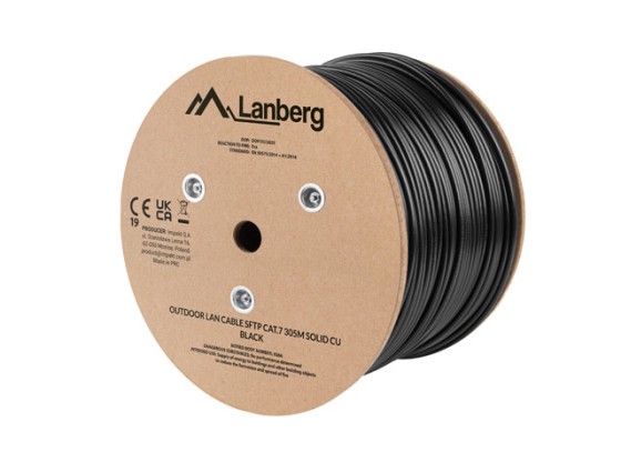 LAN KABEL CAT.7 SFTP 305M PEVNÝ VENKOVNÍ CU ČERNÝ FLUKE PASS LANBERG