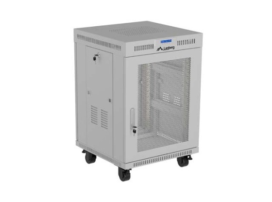 19" SAMOSTATNÁ RACKOVÁ SKŘÍŇ 15U/600×800 (V ROZLOŽENÉM STAVU) S MŘÍŽKOVÝMI DVEŘMI, LCD, ŠEDÁ, LANBERG