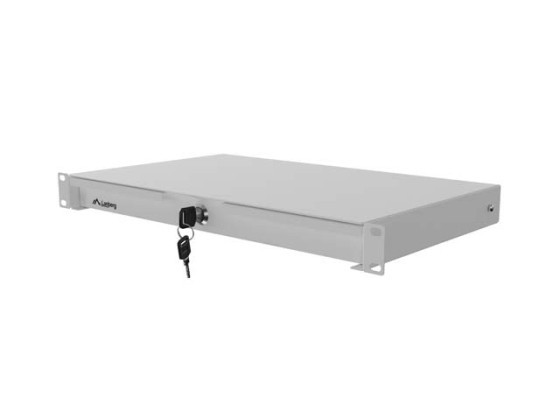 19" zásuvka 1U/483 × 270 mm, maximální nosnost až 90 kg, 4bodové upevnění, šedá, LANBERG