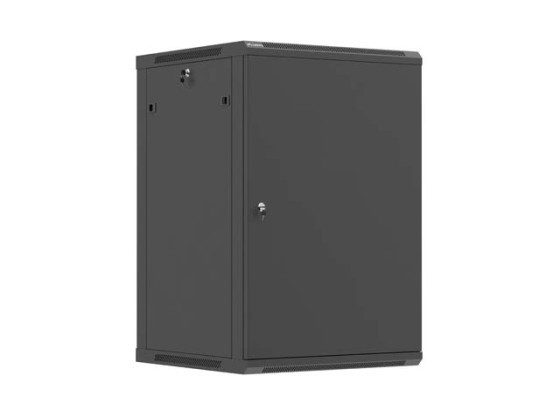 19" nástěnná racková skříň 18U/600×600 (v rozloženém stavu) s kovovými dvířky, černá, LANBERG