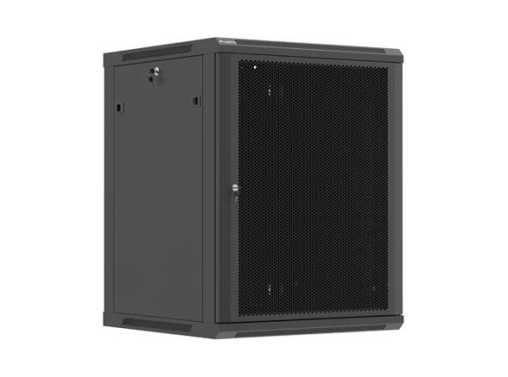 19" nástěnná racková skříň 15U/600×600 (v rozloženém stavu) s perforovanými dvířky, černá, LANBERG