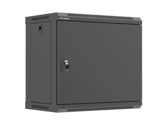 19" STĚNOVÁ SKŘÍŇ RACK 9U/540×350 (ROZLOŽENÁ) S KOVOVÝMI DVEŘMI, ČERNÁ, LANBERG