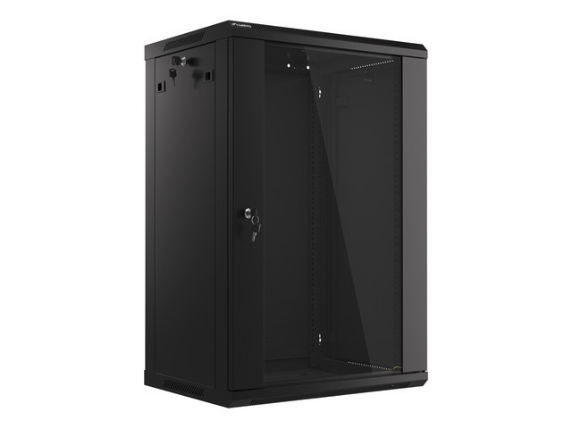 19" RACKOVÁ SKŘÍŇ PRO MONTÁŽ NA STĚNU 18U/600X450 (FLAT PACK) S PROSKLENÝMI DVEŘMI ČERNÁ LANBERG V2