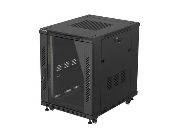 INSTALAČNÍ RACK 19" 15U 600X800 ČERNÉ SKLENĚNÉ DVEŘE LANBERG (PLOCHÉ BALENÍ)