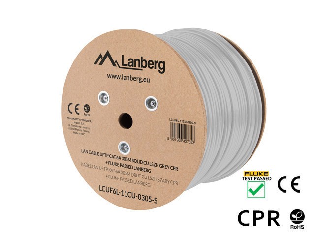 LAN KABEL CAT.6A UFTP 305M SOLID CU LSZH GREY CPR + FLUKE PASSED LANBERG