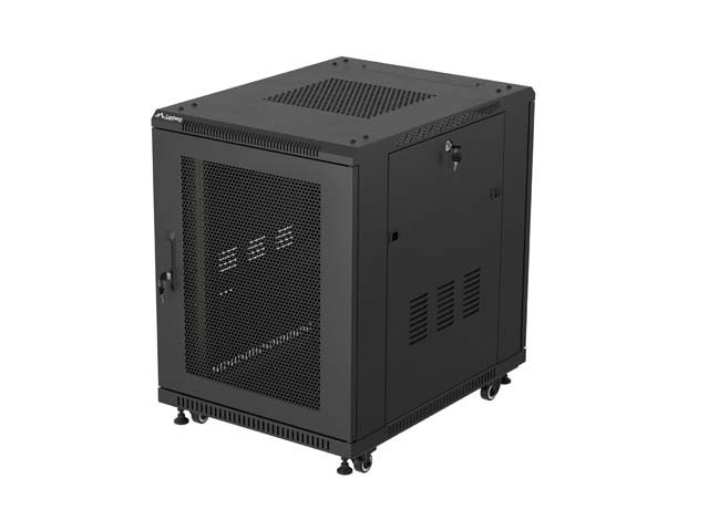RACKOVÁ SKŘÍŇ 19" VOLNĚ STOJÍCÍ 15U/600X800 (FLAT PACK) SE SÍŤOVÝMI DVEŘMI ČERNÁ LANBERG