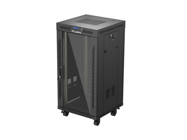 INSTALAČNÍ RACK 19" 22U 600X600 ČERNÉ SKLENĚNÉ DVEŘE LANBERG (PLOCHÉ BALENÍ) V2