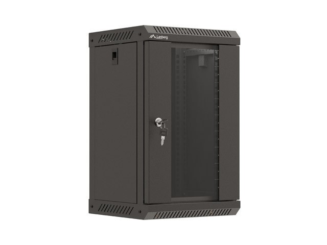INSTALAČNÍ STOJAN 10" 9U 300X300 ČERNÉ SKLENĚNÉ DVEŘE LANBERG (PLOCHÉ BALENÍ)