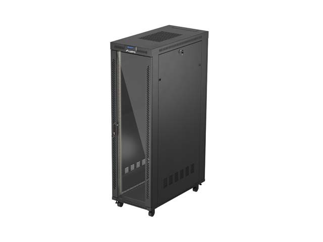INSTALAČNÍ STOJAN 19" 42U 600X1200 ČERNÉ SKLENĚNÉ DVEŘE LCD LANBERG (FLAT PACK) V2