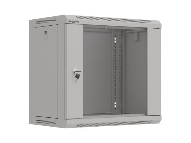 INSTALAČNÍ RACK 19" 9U 540X350 ŠEDÉ SKLENĚNÉ DVEŘE LANBERG (PLOCHÉ BALENÍ)